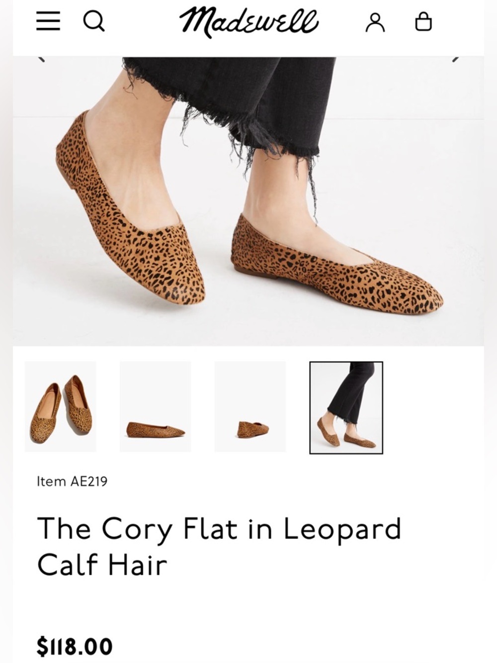 Madewell Cory leather calf hair leopard cheetah animal print ballet flats 8.5